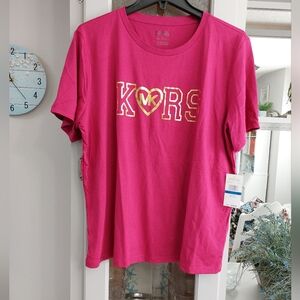 Michael Kors Pink Heart Logo Tee XL NWT